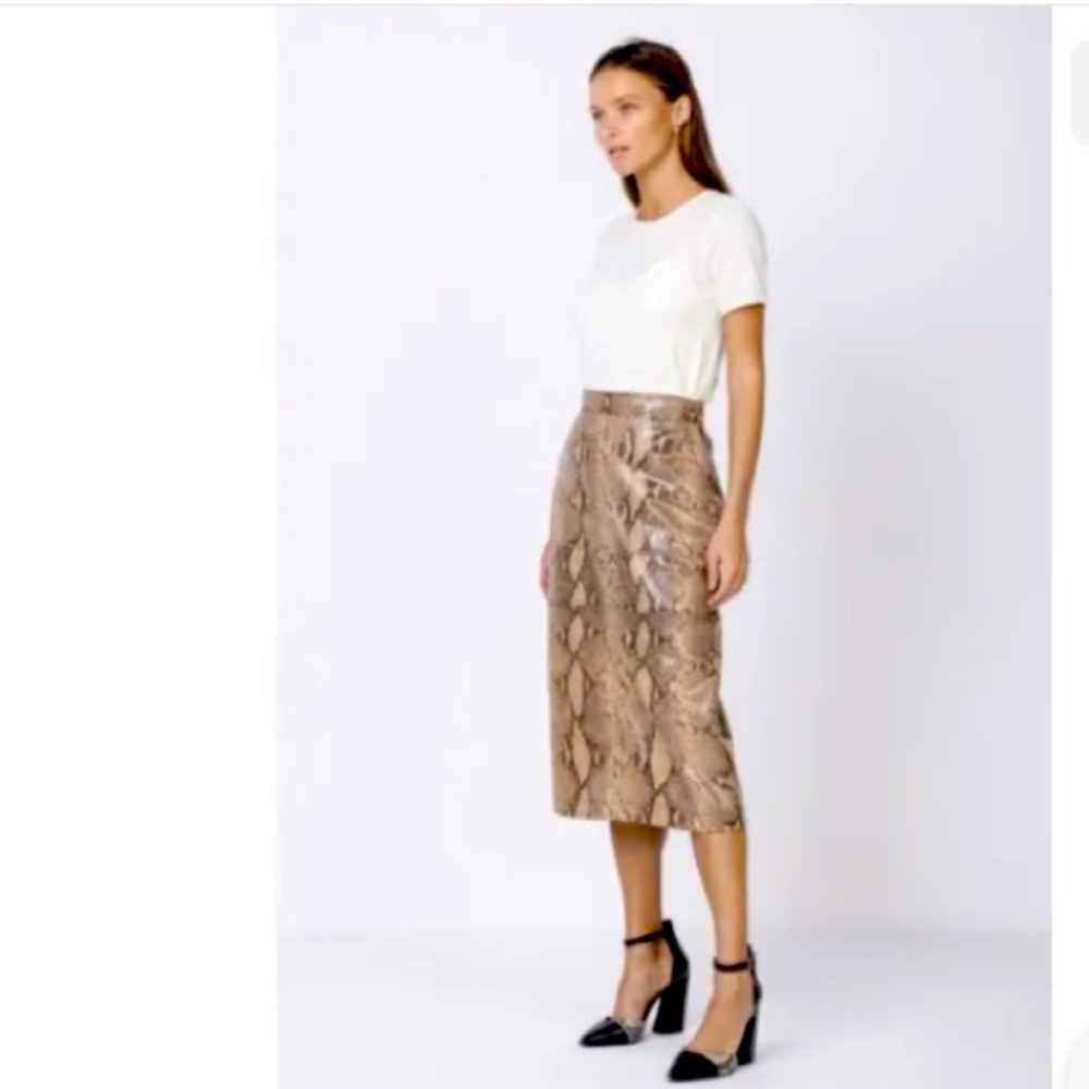 NWT Current Air Snakeskin Skirt Midi Pencil S Small NEW Tan Brown Snake 1950012